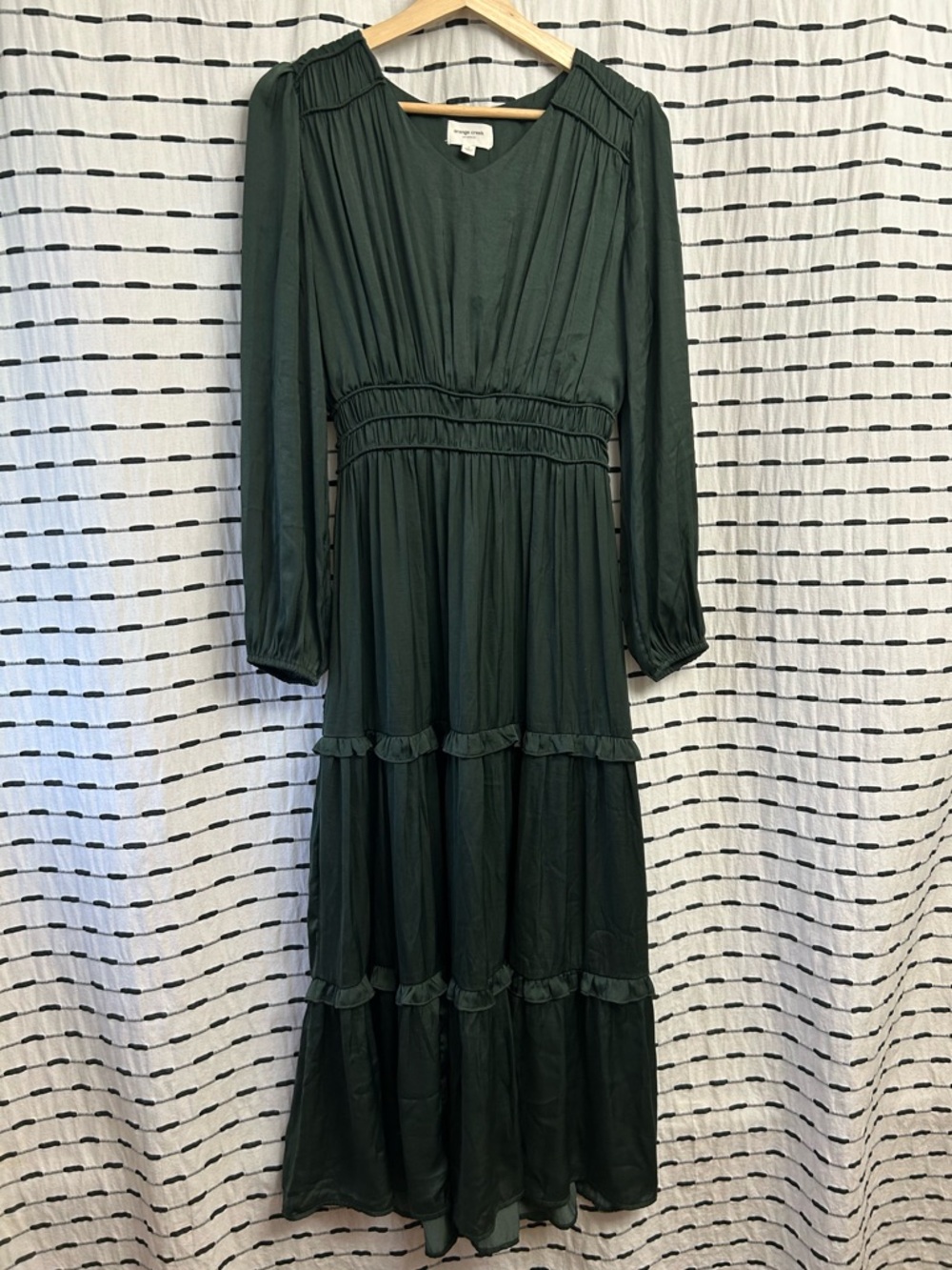 orange creek Dark Green Long Sleeve Tiered Maxi Dress